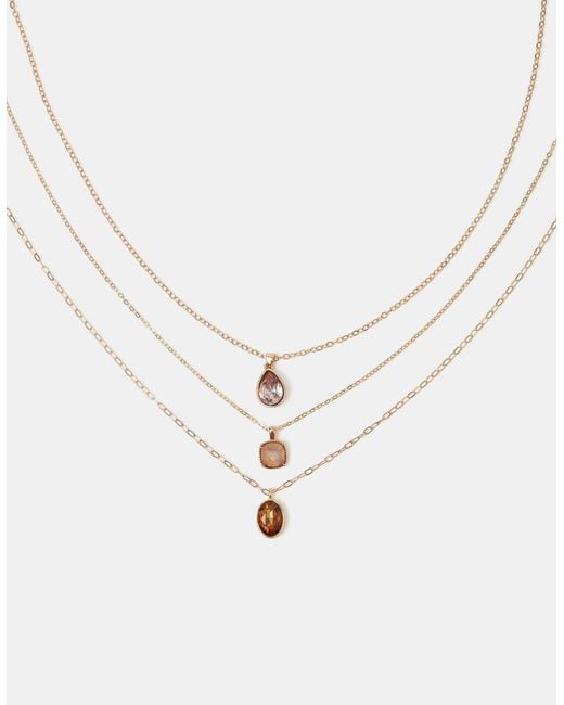 Accessorize White 3-Pack Gemstone Pendant Necklaces