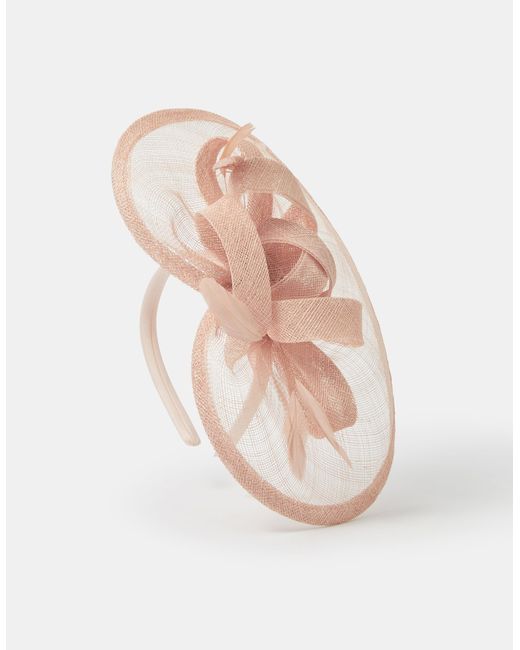Accessorize Pink Bow Feather Disc Fascinator