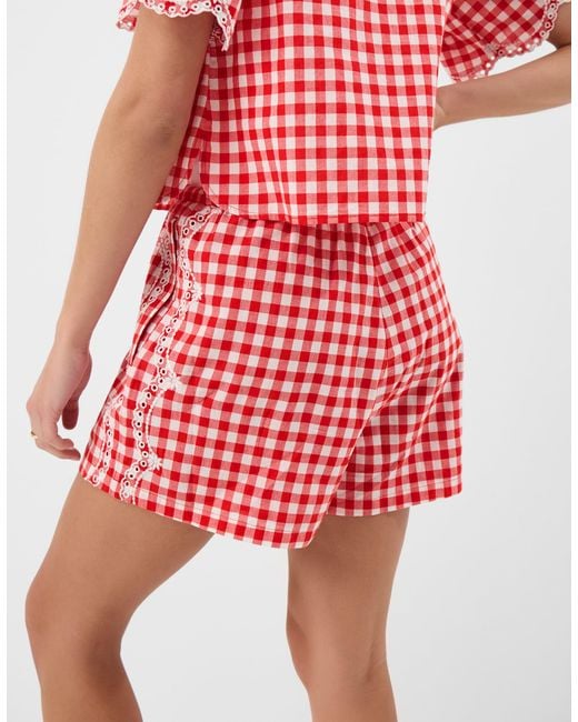 Accessorize Red Cutwork Gingham Shorts
