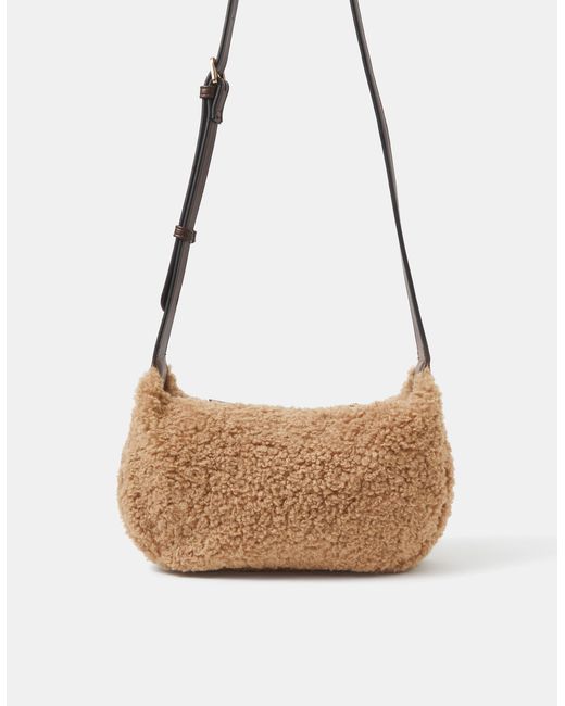 Accessorize White Faux Shearling Crossbody Bag