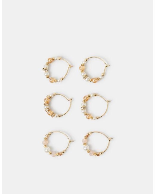 Accessorize White Beaded Wire Hoop Earrings
