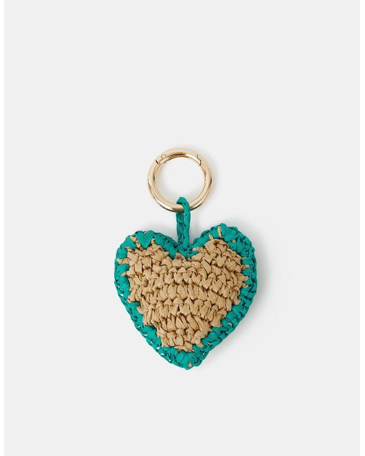 Accessorize Blue Woven Raffia Heart Bag Charm