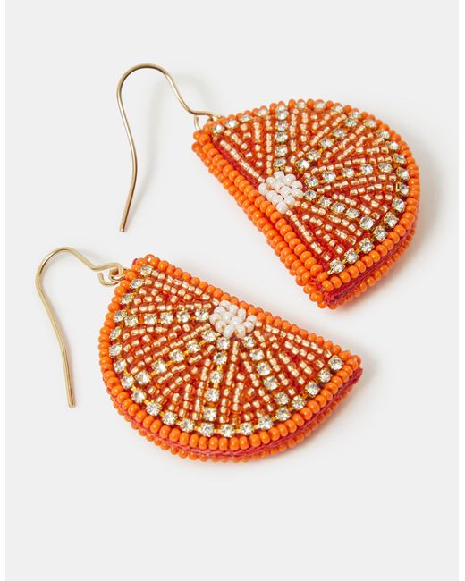 Accessorize Orange Beaded Slice Drop Earrings
