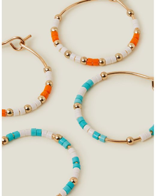 Accessorize Multicolor Women's Orange 2-pack Beaded Hoop Earrings