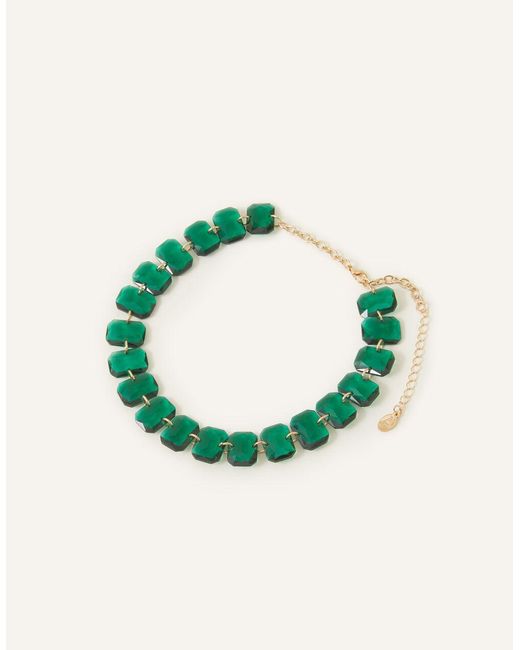 Accessorize Green Women's Facet Crystal Necklace