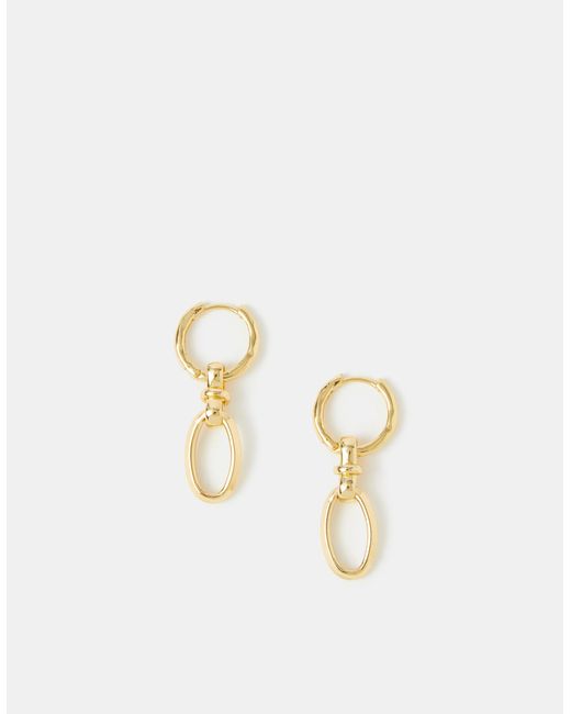 Accessorize Metallic 14Ct-Plated Knot Link Drop Hoop Earrings