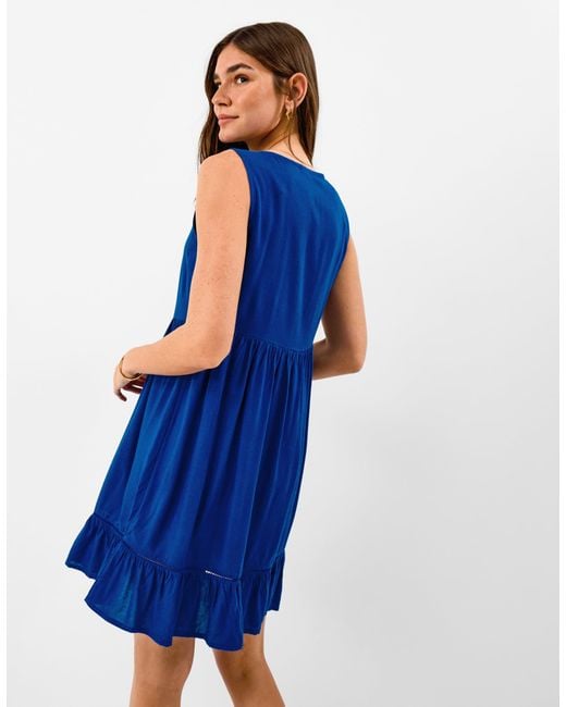 Accessorize Blue Ruffled Strapless Ruffle Mini Dress, Dark