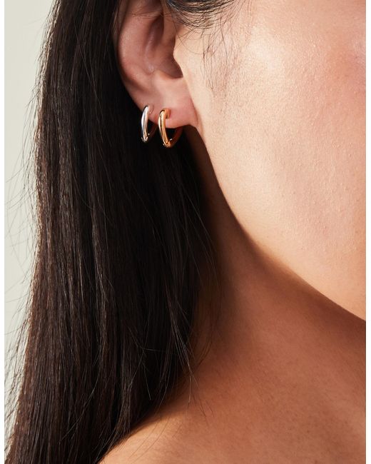 Accessorize Natural Gold 2-pack Heart Hoop Earrings