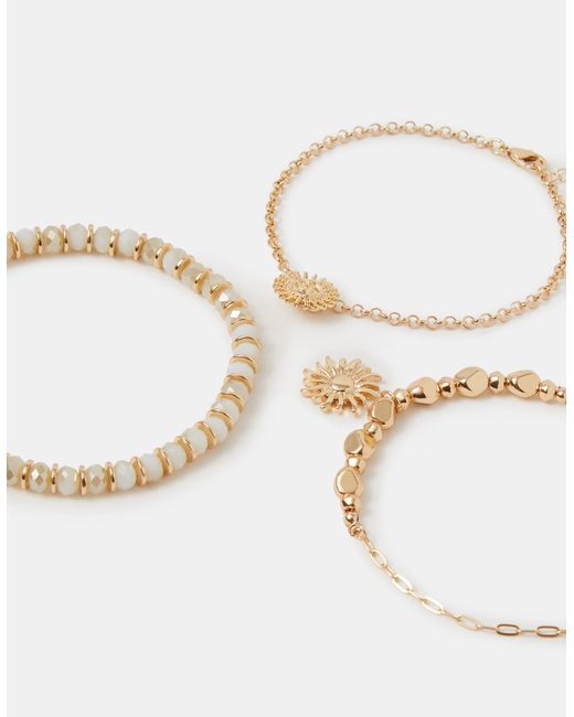 Accessorize White 3-Pack Sun Charm Beaded Anklets