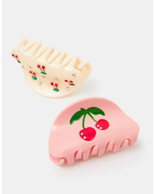 Accessorize Natural 2-Pack Cherry Gem Claw Clips