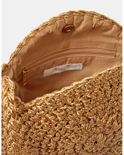 Accessorize Metallic Shell Macramé Crossbody Bag