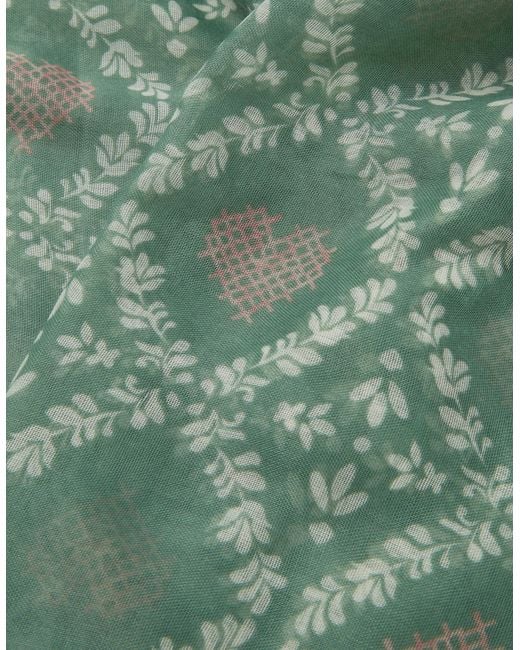 Accessorize Green Lightweight Cross Stitch Heart Print Scarf