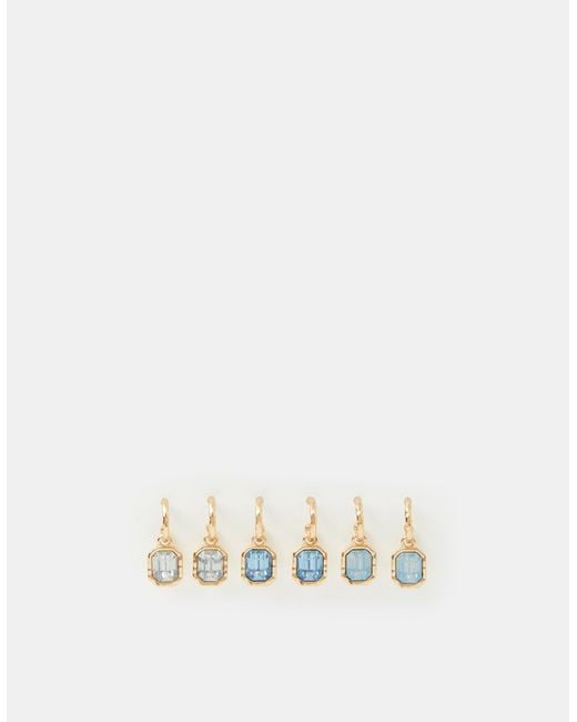 Accessorize White 3-Pack Gemstone Drop Hoop Earrings
