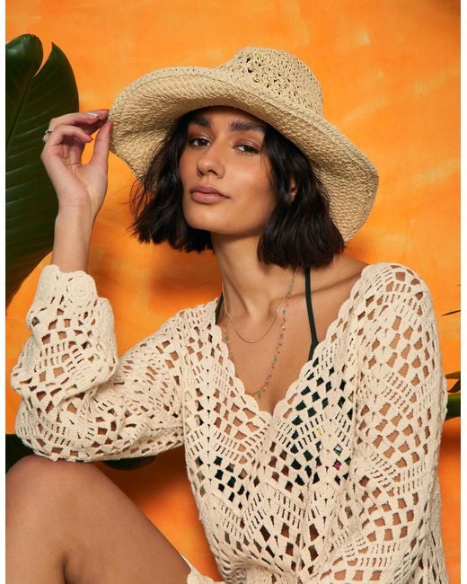 Accessorize Loose Weave Straw Hat Natural