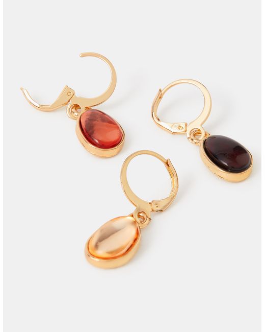 Accessorize White 3-Pack Stone Drop Hoop Earrings
