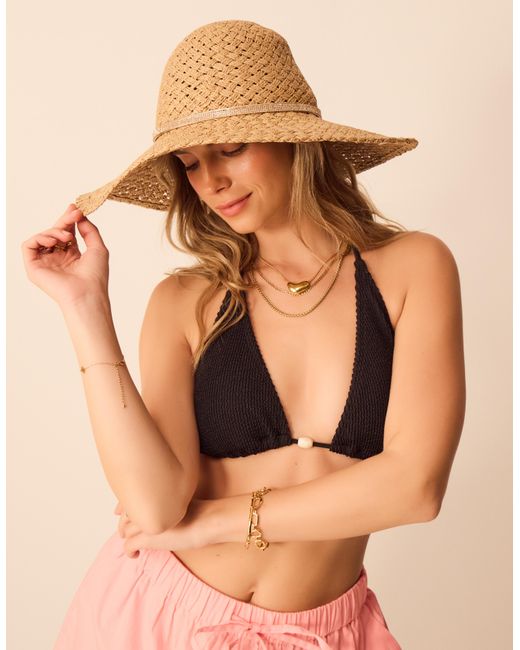 Accessorize Natural Sparkle Floppy Straw Hat