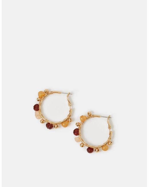 Accessorize Metallic Stone Bead Hoop Earrings