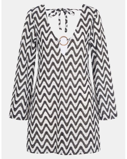 Accessorize Black Mono Crochet Mini Kaftan