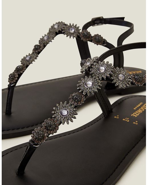 Accessorize Natural Women's Rome Embellished Sandals Black