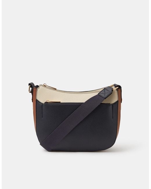 Accessorize Blue Leather Colour Block Crossbody Bag