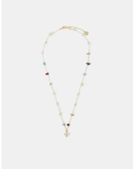 Accessorize White 14Ct-Plated Semi-Precious Station Pendant Necklace