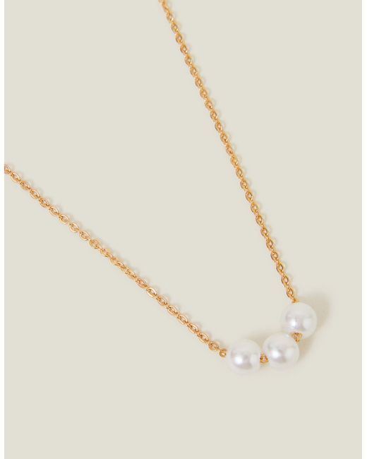 Accessorize Natural Triple Pearl Chain Necklace