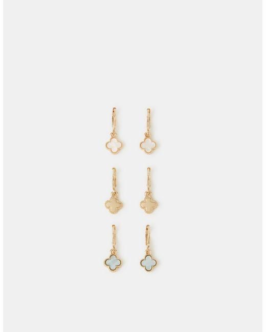 Accessorize White 3-Pack Mini Clover Charm Hoop Earrings