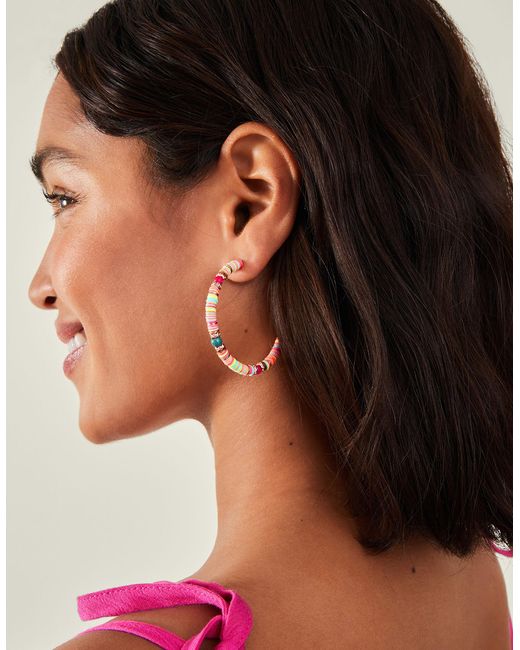 Accessorize Natural Women's Pink/blue/green Bright Disc Hoop Earrings