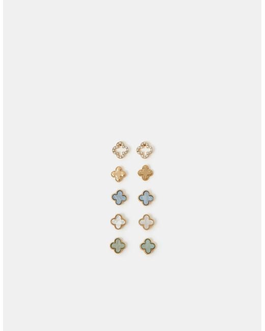 Accessorize White 5-Pack Clover Stud Earrings