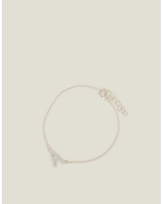Accessorize Natural Sterling Sparkle Initial Bracelet