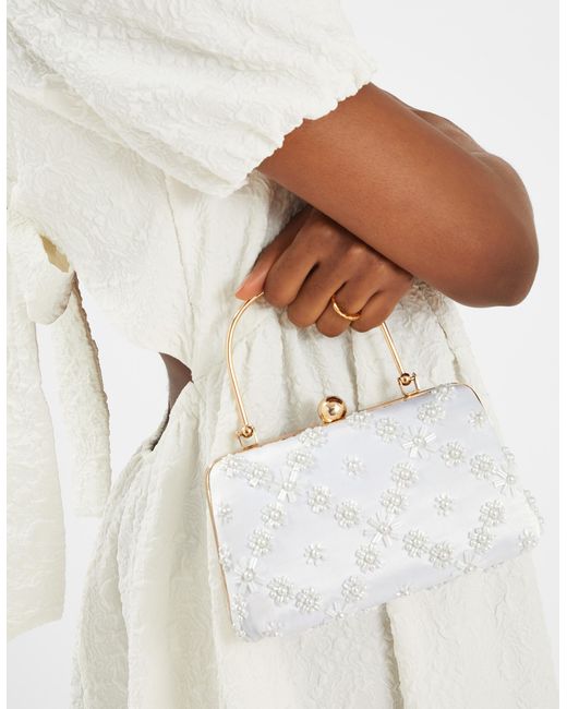 Accessorize Natural Cream And Beaded Bridal Handbag