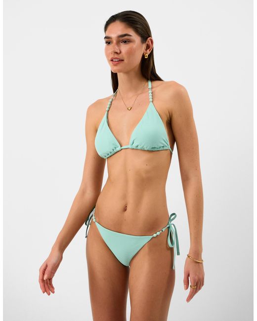 Accessorize Green Bead Strap Textured Bikini Top
