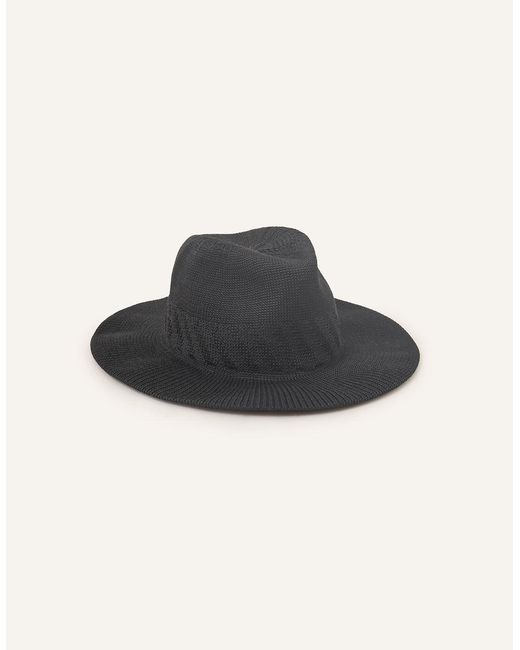 Accessorize Black Woven Packable Fedora Hat