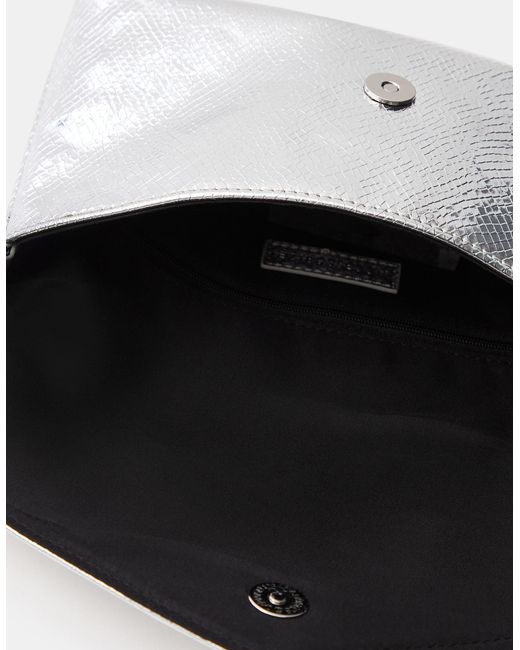 Accessorize Gray Metallic Envelope Crossbody Bag