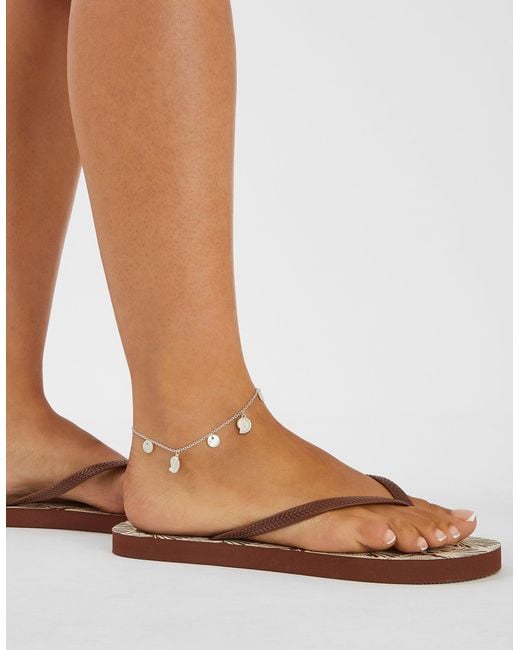 Accessorize Natural 3-Pack Shell Charm Anklets