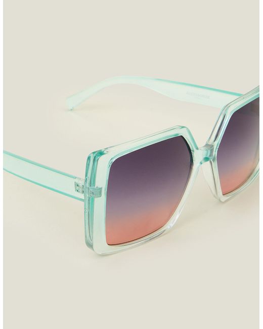 Accessorize Blue Brown Oversized Ombre Crystal Sunglasses