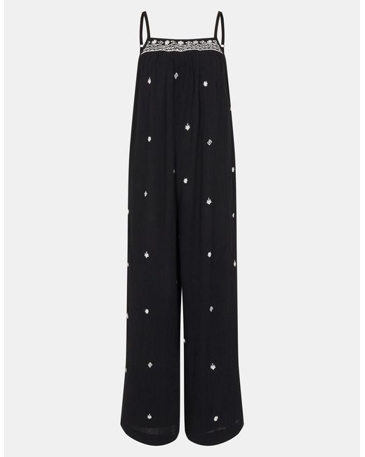 Accessorize Black Embroidered Beach Jumpsuit