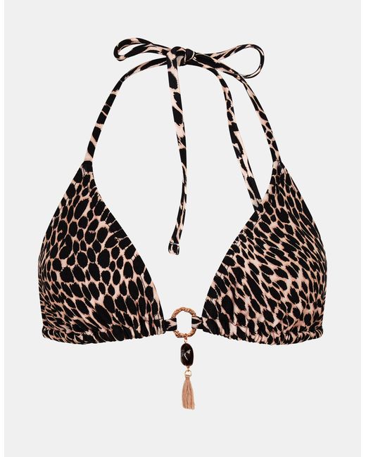 Accessorize Black Print Triangle Bikini Top