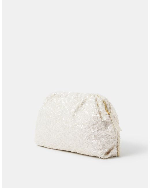 Accessorize Natural Macrame Sequin Clutch Bag