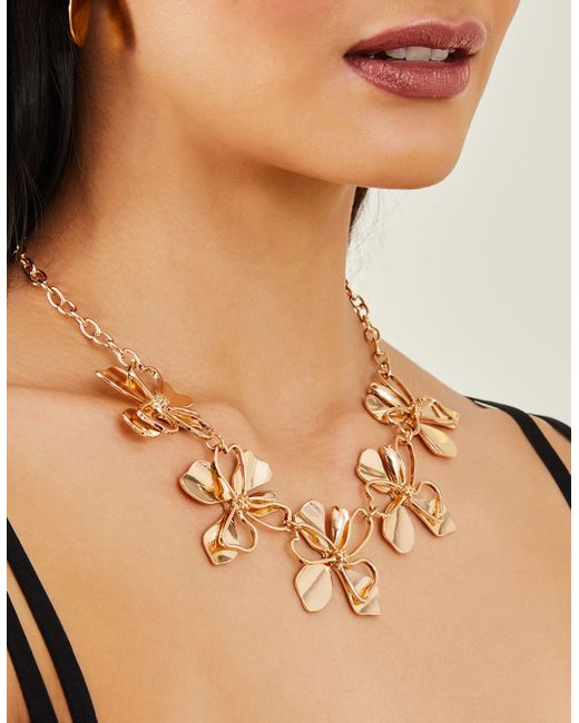 Accessorize Metallic Women's Gold Flower Statement Necklace