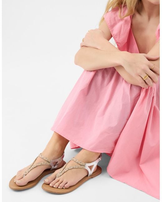 Accessorize Pink Diamanté Braid Leather Sandals