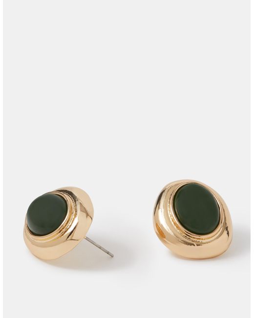 Accessorize Green Statement Resin Stone Stud Earrings