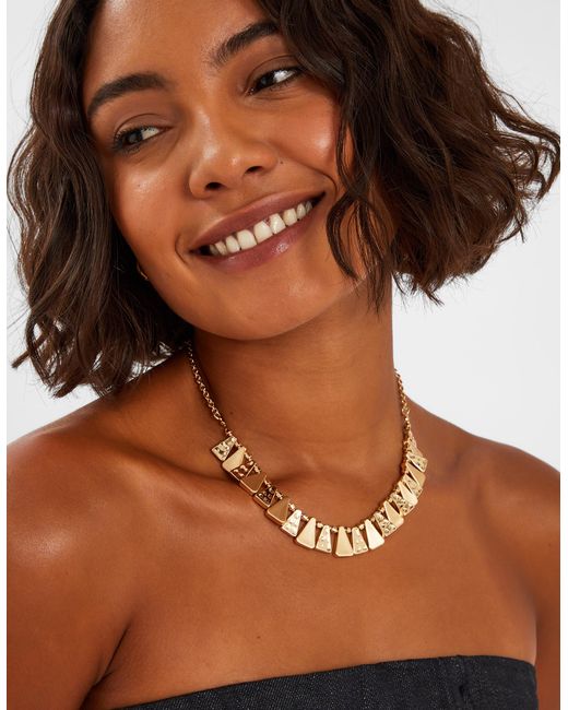 Accessorize Natural Triangle Molten Statement Necklace
