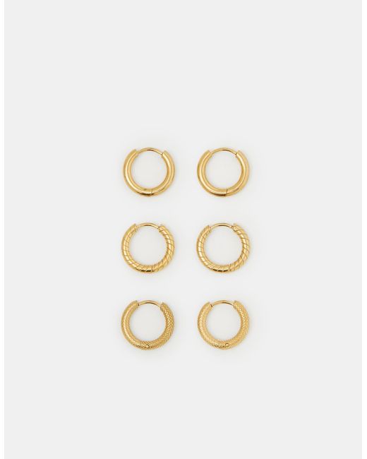 Accessorize White 3-Pack Stainless Steel Textured Hoop Earrings