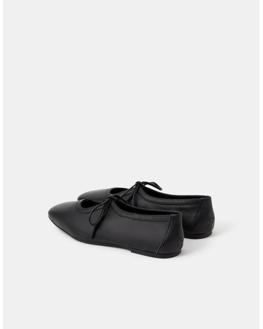 Accessorize Black Tie Leather Ballet Flats