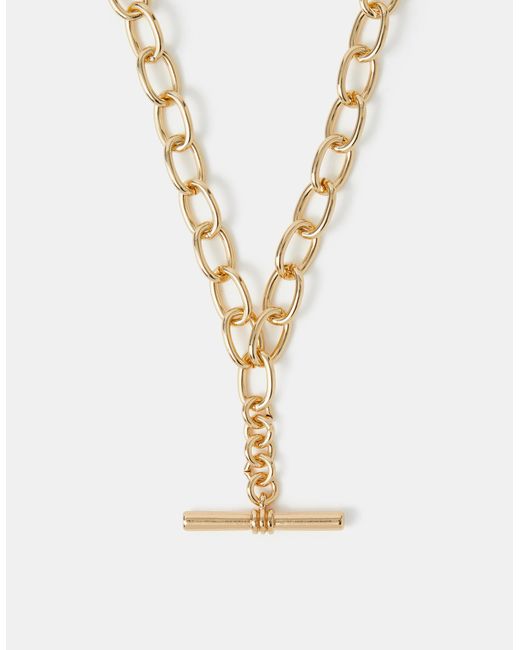 Accessorize Metallic T-Bar Link Chain Necklace