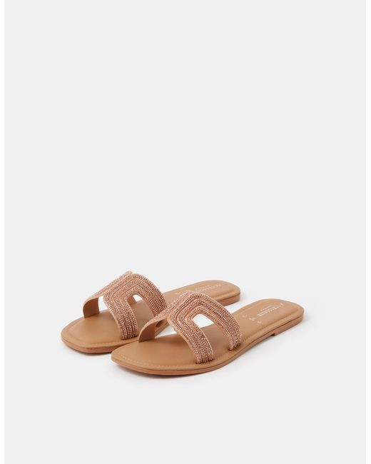 Accessorize Pink Diamanté Cut Out Slip On Sandals