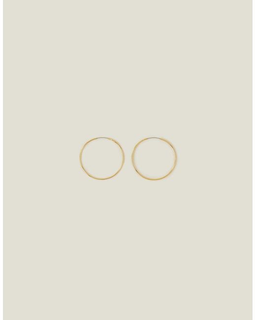 Accessorize Natural 14Ct Plated Brass Thin Hoop Earrings