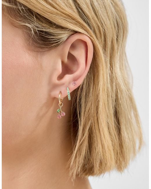 Accessorize White 5-Pack Cherry Stud & Hoop Earrings