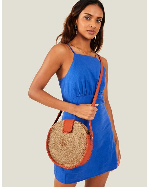 Accessorize Multicolor Women's Light Brown Circle Jute Cross-body Bag